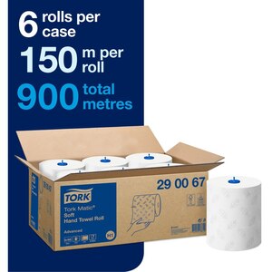 Tork Matic Soft Paper Hand Towels H1 White with Grey Leaf 150M