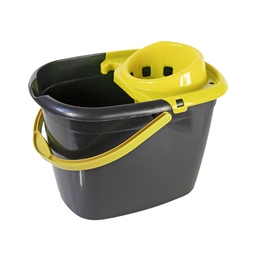 Mop Bucket Black with Yellow Wringer 14 Litre