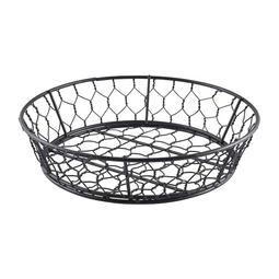 Genware Round Black Wire Basket 24x6CM
