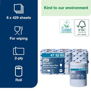 Tork Reflex Wiping Paper Towel Plus M4 Blue 150M