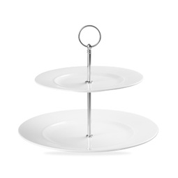 Alchemy Balance White Two Tier Plate Tower 11.75" X 5.75"