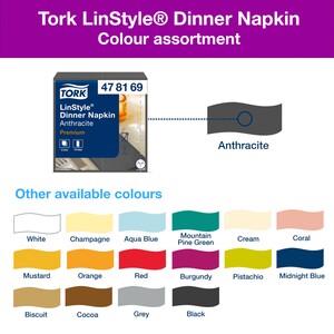 Tork LinStyle Dinner Napkin 1 Ply Anthracite 39CM
