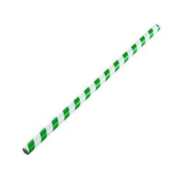 Paper Straw Green & White 8"