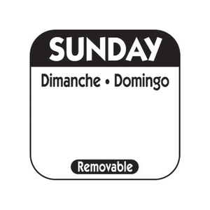 Removable Label Sunday 1x1"