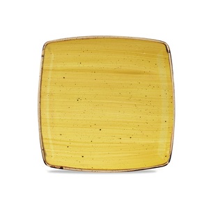 Stonecast Deep Square Plate Mustard  10.25"