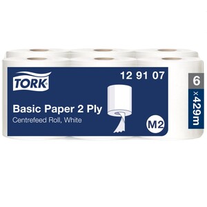 Tork Basic Centrefeed Wiping Paper M2 White 150M