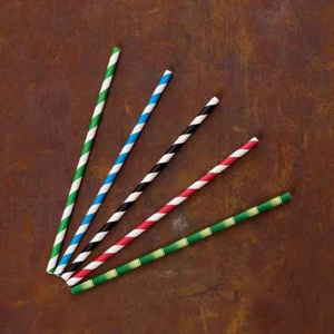 Paper Straw Red & White 8"