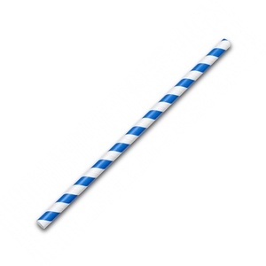Paper Straw Blue & White 8"