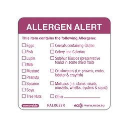 Removable Allergen Alert Label