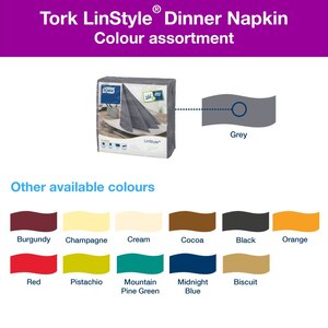 Tork LinStyle Dinner Napkin 1 Ply Grey 39CM