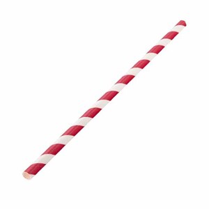 Paper Straw Red & White 8"