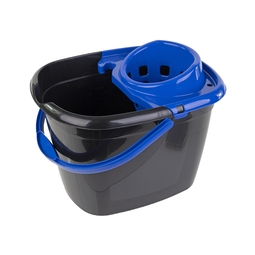 Mop Bucket Black with Blue Wringer 14 Litre