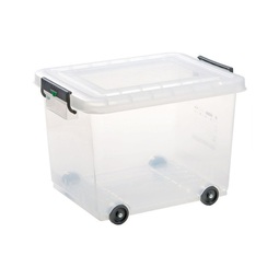 Araven Stackable Food Storage Box Polypropylene With Lid, ColorClips, Castors and Label BPA Free 60 Litre