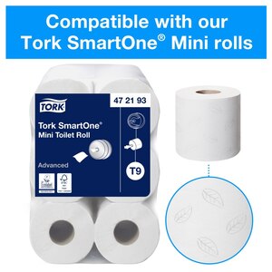 Tork SmartOne Mini Twin Toilet Roll Dispenser T9 Black