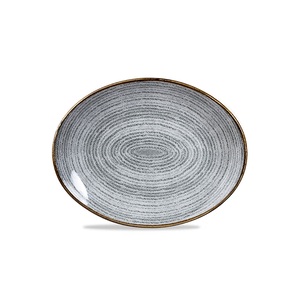 Studio Prints Homespun Orbit Oval Coupe Plate Stone Grey 12.5"