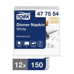 TORK 8 Fold Dinner Napkin White 39CM Case 1800