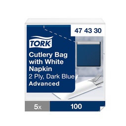 TORK Cutlery Bag with Napkin Dark Blue 39x23CM