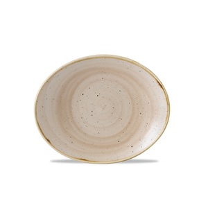 Stonecast Orbit Oval Coupe Plate Nutmeg Cream 7.75"