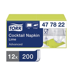 TORK 2 Ply Cocktail Napkin Lime 24CM